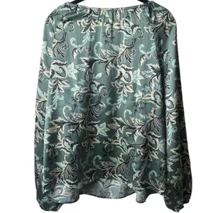 NEW Loft Satin Shirred Floral Blouse Bishop Career Special Occasion Chic L thumbnail 6