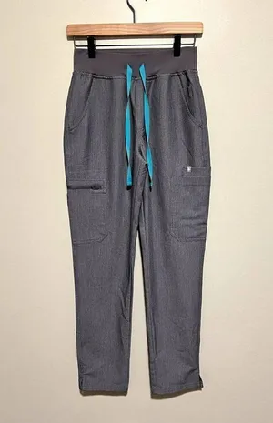 Figs High Waisted Yola Skinny Straight Leg Scrub Pants Graphite XS thumbnail 4