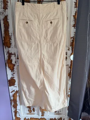 Free People Cream Chino Drawstring Maxi Skirt Safari Coastal Grandmother Utility thumbnail 2