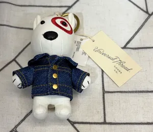 Universal Thread Target Bullseye Dog Keychain Charm OS White Denim Jacket NWT thumbnail 1