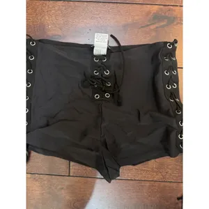 iHeartRaves Plot Twist Lace Up High Waisted Shorts Black Small NWOT‎ thumbnail 5