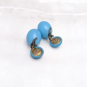 Vintage Clip On Earrings Blue Dangle Drop Retro W Germany Stylish Statement thumbnail 5