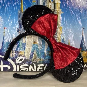Disney parks classic Minnie Mouse red & black sequin ears thumbnail 1