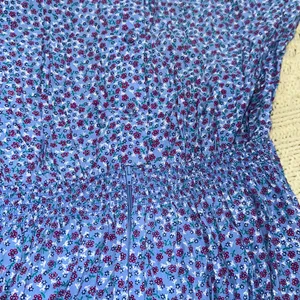 Karin Stevens vintage Blue Floral Midi Dress size 14 smocked waist thumbnail 8