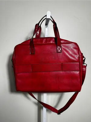 The Limited Red Textured Laptop Work Bag Satchel Shoulder Bag thumbnail 4