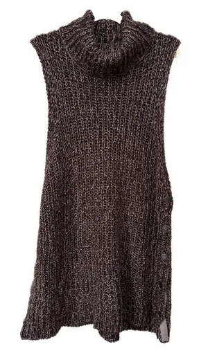 Free People Valentina Tunic Turtleneck Sweater Vest, Side Snaps, Browns thumbnail 1