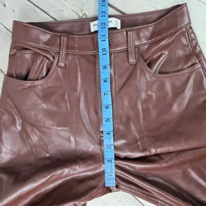 Abercrombie & Fitch 90s Straight Ultra High Rise Faux Leather Pants Brown 27/4S thumbnail 9