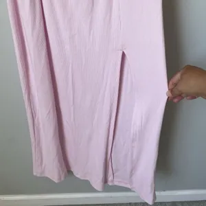 Daily Practice Line It Up V-Neck Maxi Dress Pink White Ribbed Size Medium thumbnail 7