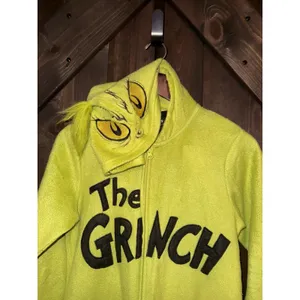 Dr. Seuss Women's Sz Small S 3/5‎ The Grinch Hooded Costume Pajama Jumpsuit thumbnail 2