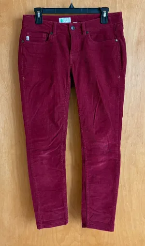 Stio Corduroy Pants‎ Womens 6S Burgundy Rivet Slim Leg Organic Cotton Stretch thumbnail 1