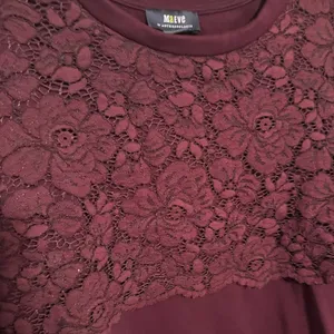 Maeve by Anthropologie Plum Lace‎ Pullover Style Crop Sweatshirt SZ S thumbnail 3