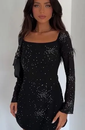 White Fox This Is Me Long Sleeve Embellished Mini Dress Size XS NWT thumbnail 1