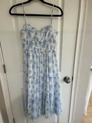 TJ Maxx Blue Floral Dress thumbnail 2