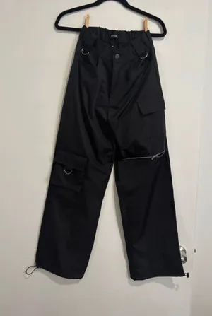 Nasty Gal Black Cargo Pants with Utility Hardware thumbnail 1