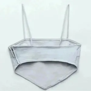 ZARA Minimalist Light Gray Cotton Crop Top Bustier Summer Tank Denim, Crop A37‎ thumbnail 3