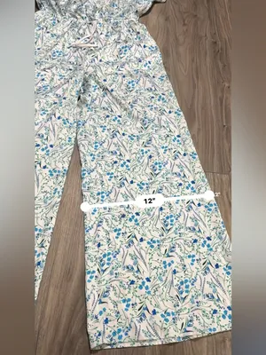 Victoria's Secret White and Blue Floral Wide-Leg Jumpsuit thumbnail 6