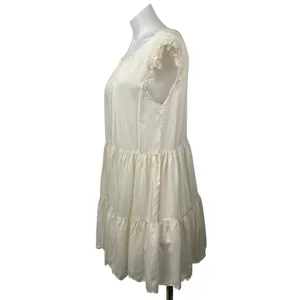 Aritzia Wilfred Sidonie White Cream Flutter Sleeve Tiered Mini Babydoll Dress S thumbnail 2