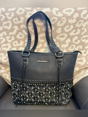Montana West tote bag features studded rhinestone detailing thumbnail 4