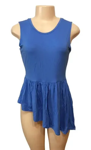 Kaari Blue Women's Small Blue Sleeveless Asymmetrical Hem Tank‎ Top thumbnail 1