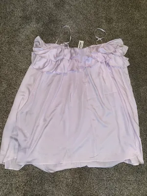 Old Navy Ruffle-Trim Satin Mini Dress in Light Purple thumbnail 3