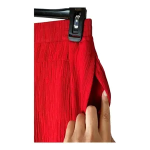Palmer Harding Pants Women 2 Red‎ Crinkled Fabric Elastic Waist Silence Wide Leg thumbnail 8