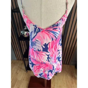 lily pulitzer sleeveless dress pink and blue size xxs silk summer dress thumbnail 4