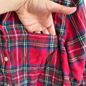 L.L. BEAN Vintage Red Plaid Flannel Cotton Pajama Long Sleeve Shirt Womens Small thumbnail 6