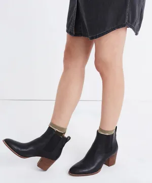 Madewell Regan Ankle Black Leather Booties thumbnail 1