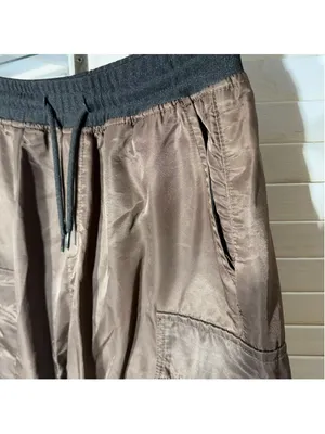 Vintage Y2K brown cargo pants satin look waterproof snap punk whimsigoth alt S thumbnail 6