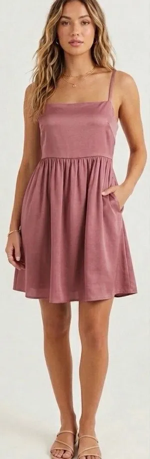Altar'd State Women's Metallic Copper Tie Back Mini Dress size XXL NWT thumbnail 1