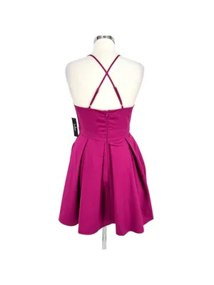 Lulus Be With You Magenta Skater Dress Sleeveless Mini Size Medium NWT Coquette thumbnail 7