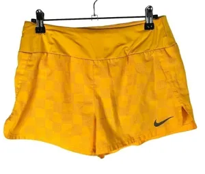 Nike Dri-Fit Golden Yellow Square Plaid‎ Running Athletic Shorts S thumbnail 1