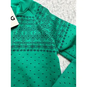 DSG Momentum Seamless 1/4 Zip Womens S Emerald Fair Isle‎ Pullover CKP7167CN thumbnail 4