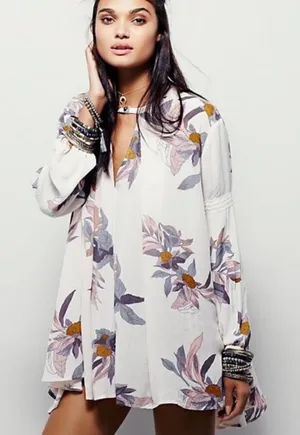 Free People ✨HP✨Electric Orchid Print Swing Tunic✨ thumbnail 1