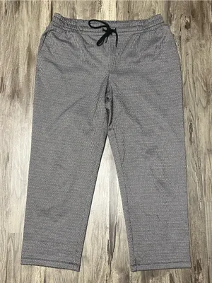 A New Day Houndstooth Drawstring Pants L Brown Black White Ankle Pull On thumbnail 1