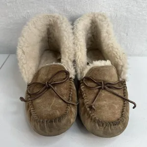 UGG Sz 8 Alena Moccasin‎ Slippers 1004806 Shearling Chestnut Suede Bootie Shoe thumbnail 5