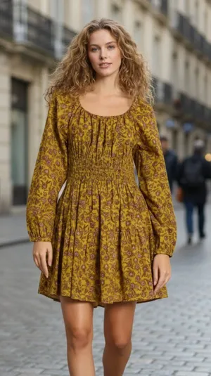 NWT SAM EDELMAN LORA MINI DRESS IN GOLDEN SPRIG -OLIVE OIL Small thumbnail 1