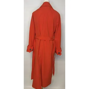 H&M Womens Orange Double Breasted Belted Long Trench Coat XS P/N 11152047 thumbnail 4