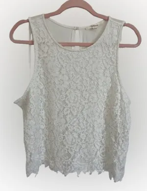 Takara White Lace Tank Top Blouse Size L thumbnail 1