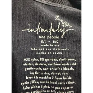 Free People Intimately Ribbed Long‎ Sleeve Crop Top Charcoal Gray M L thumbnail 4