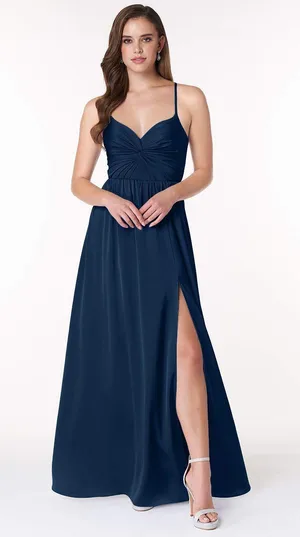 Azazie Dark Blue Twist Dress thumbnail 1