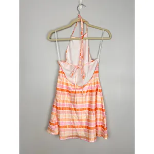 Nia Pink Multi Plaid Satin Mini Backless Slip Dress Large NWT Spring Coquette thumbnail 10