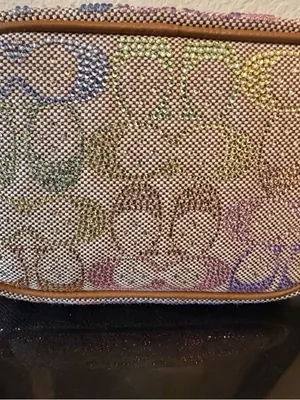 NWT SOLD OUT Coach Kisslock Bag 16 Crystal Signature Jacquard Rainbow Candy HTF thumbnail 2