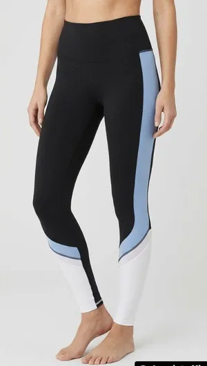Alo Yoga Elevate Leggings Black/UV Blue High Rise 28" Activewear S thumbnail 1