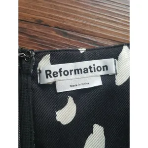 Reformation Black White Spotted Austin Mini Dress Size 12 Feminine Retro Y2K thumbnail 3