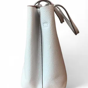 Tory Burch Blake Small Pebbled Leather Tote Gray Crossbody Satchel Bag thumbnail 6