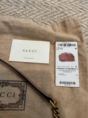 Like New! Gucci GG Marmont 2.0 Lion Trap Chevron Handbag Dusty Pink thumbnail 7