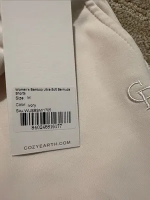 NWT Cozy Earth Bamboo Bermuda Lounge Shorts in Soft Cream Sz M thumbnail 3