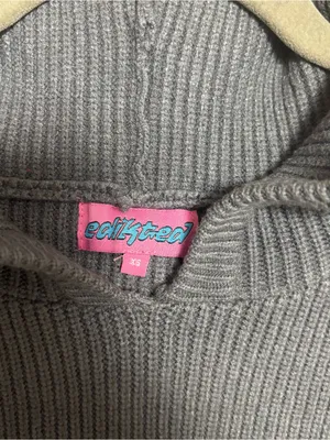 Edikted Women’s Sweater Pullover Hooded Sofie Knit Oversized Gray‎ XS thumbnail 3