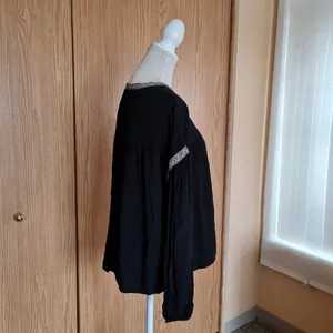 Madewell Blouson Sleeve Top Blouse Peasant Pirate Boho Black Flowy Longsleeve thumbnail 5